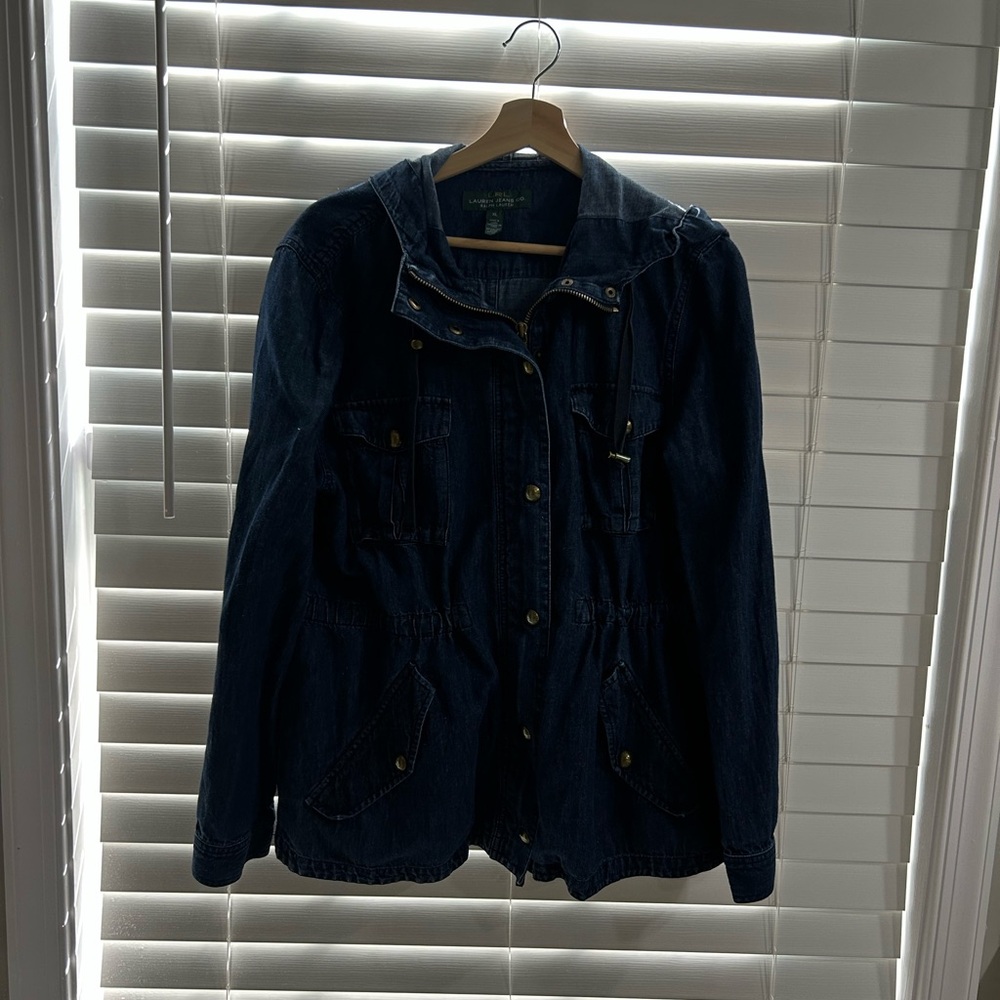 Ralph Lauren Jeans Clompany Dark Blue Denim Hooded Jacket - Women